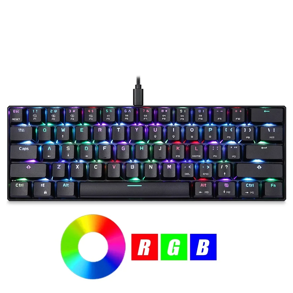 Motospeed CK61 Gaming Mechanical Keyboard 61 Keys USB Wired RGB LED Backlight Portable Blue Switches keyboard for Computer Gamer
Motospeed CK61 Gaming Mechanical Keyboard 61 Keys USB Wired RGB LED Backlight Portable Blue Switches keyboard for Computer Gamer
