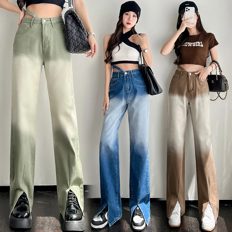 New Straight Slit Jeans Pants Women Streetwear High Waist Loose Women's Jeans Long Y2k Trousers for Girls Tie Dye Gradient Pants
New Straight Slit Jeans Pants Women Streetwear High Waist Loose Women's Jeans Long Y2k Trousers for Girls Tie Dye Gradient Pants