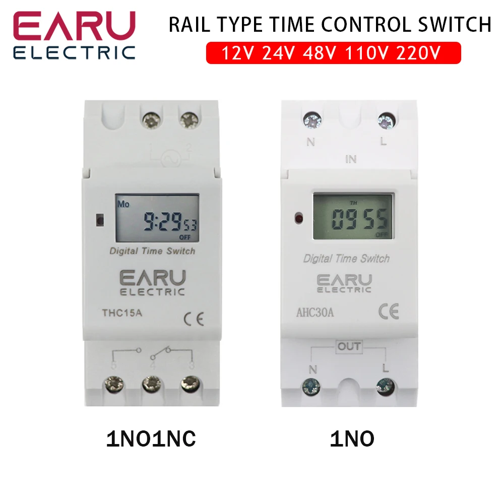 

THC15A New type Din Rail 2 wire Weekly 7 Days Programmable Digital TIME SWITCH Relay Timer Control AC 220V 230V 12V 24V 48V 16A