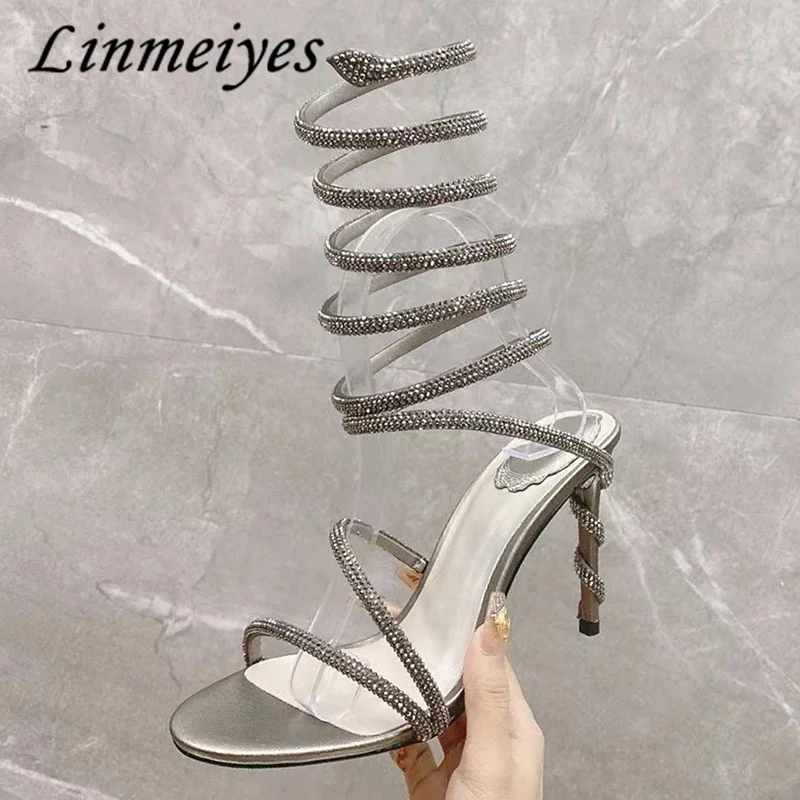 Fashion High Heels Gladiator Sandals Women Crystal Snake Twining Leg Dress Party Shoes Female Summer Sexy Stiletto Sandals Woman
Fashion High Heels Gladiator Sandals Women Crystal Snake Twining Leg Dress Party Shoes Female Summer Sexy Stiletto Sandals Woman