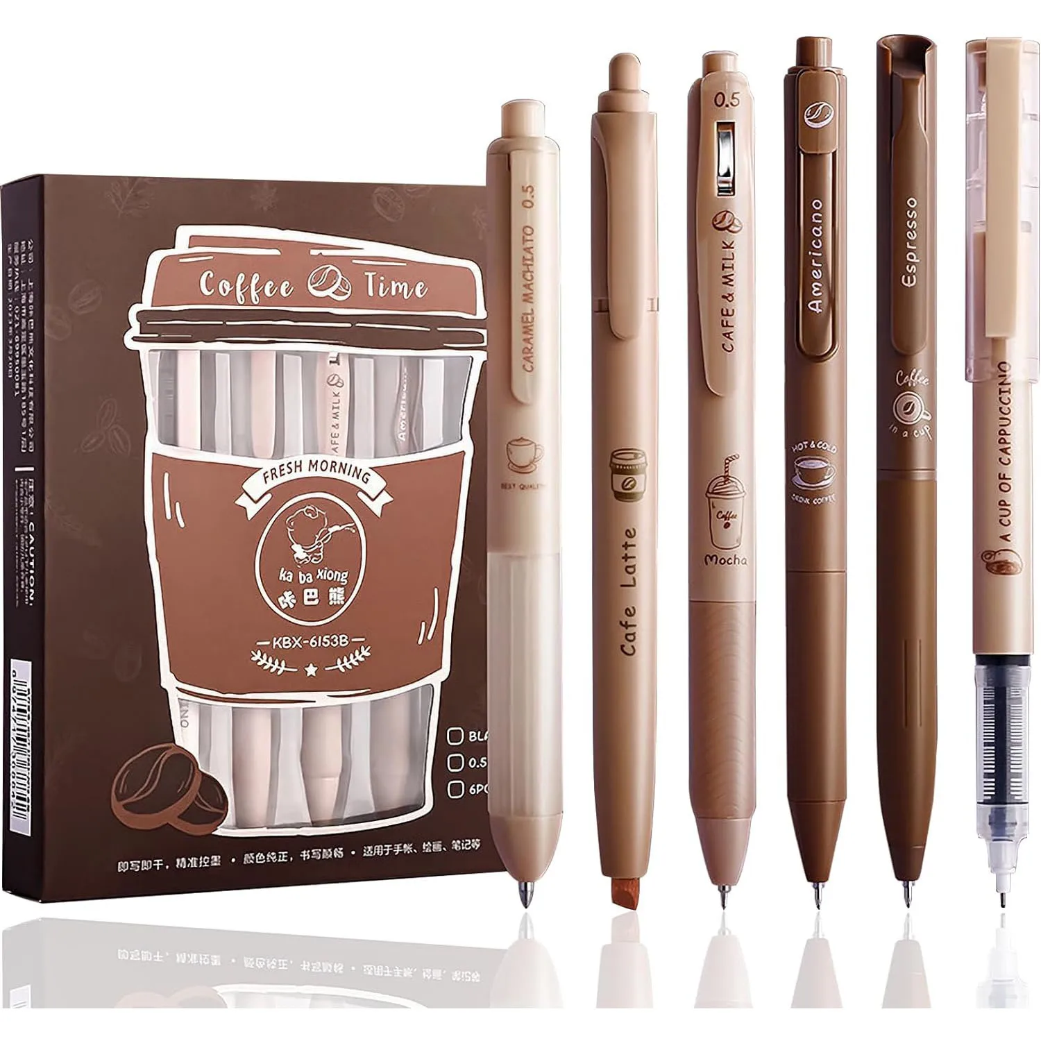 Гелевые ручки QKX кофейные 5 шт + хайлайтер
Гелевые ручки QKX кофейные 5 шт + хайлайтер