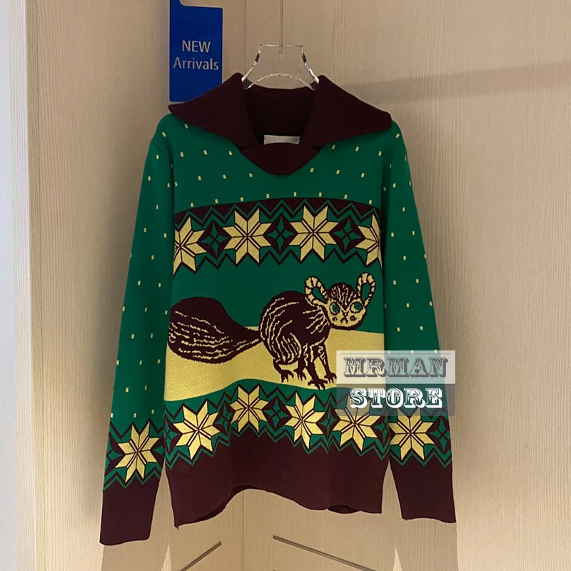 Designer Fashion Winter spring 2022 Women Branded Vintage Western Cowboy Style Squirrel Jacquard Wool Blended aesthetic Sweater
Designer Fashion Winter spring 2022 Women Branded Vintage Western Cowboy Style Squirrel Jacquard Wool Blended aesthetic Sweater