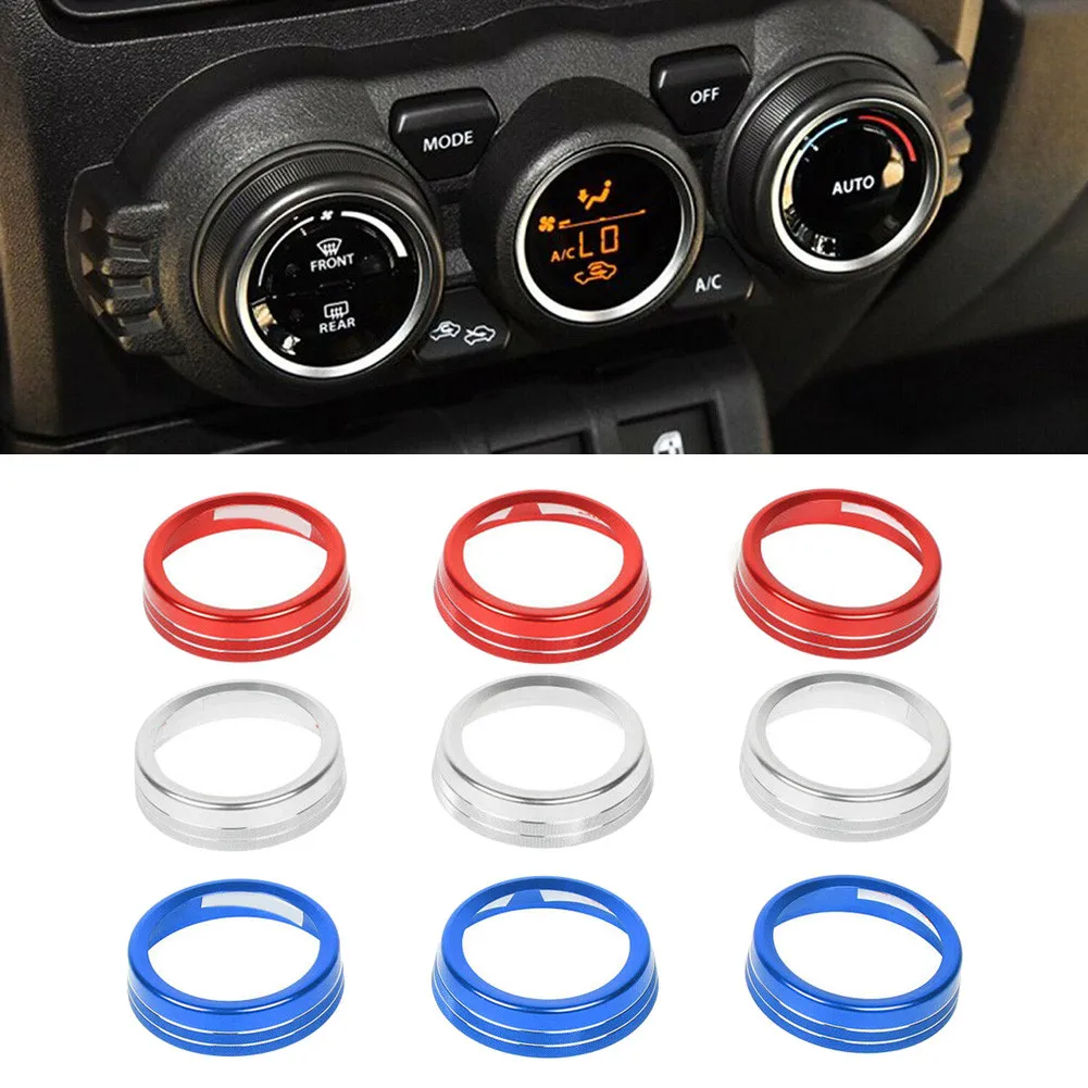 

3pcs RingsTrim AC Air Conditioning Knobs For Suzuki Jimny 2019 2020 Button Ring Trim Console Covers Accessories Covers Decor