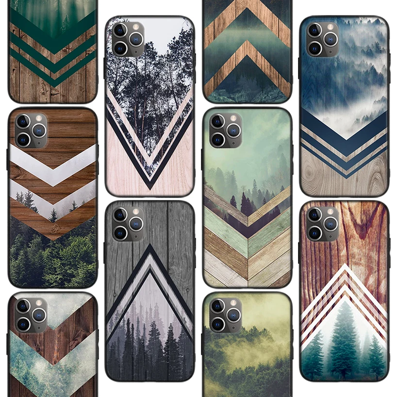 

Forest Geometry Wood Nature Phone Case For iPhone 11 12 Pro Max 13 Mini 7 Plus X XS XR Apple 6 6S 8 SE 5 5S Fundas Back Cover Co