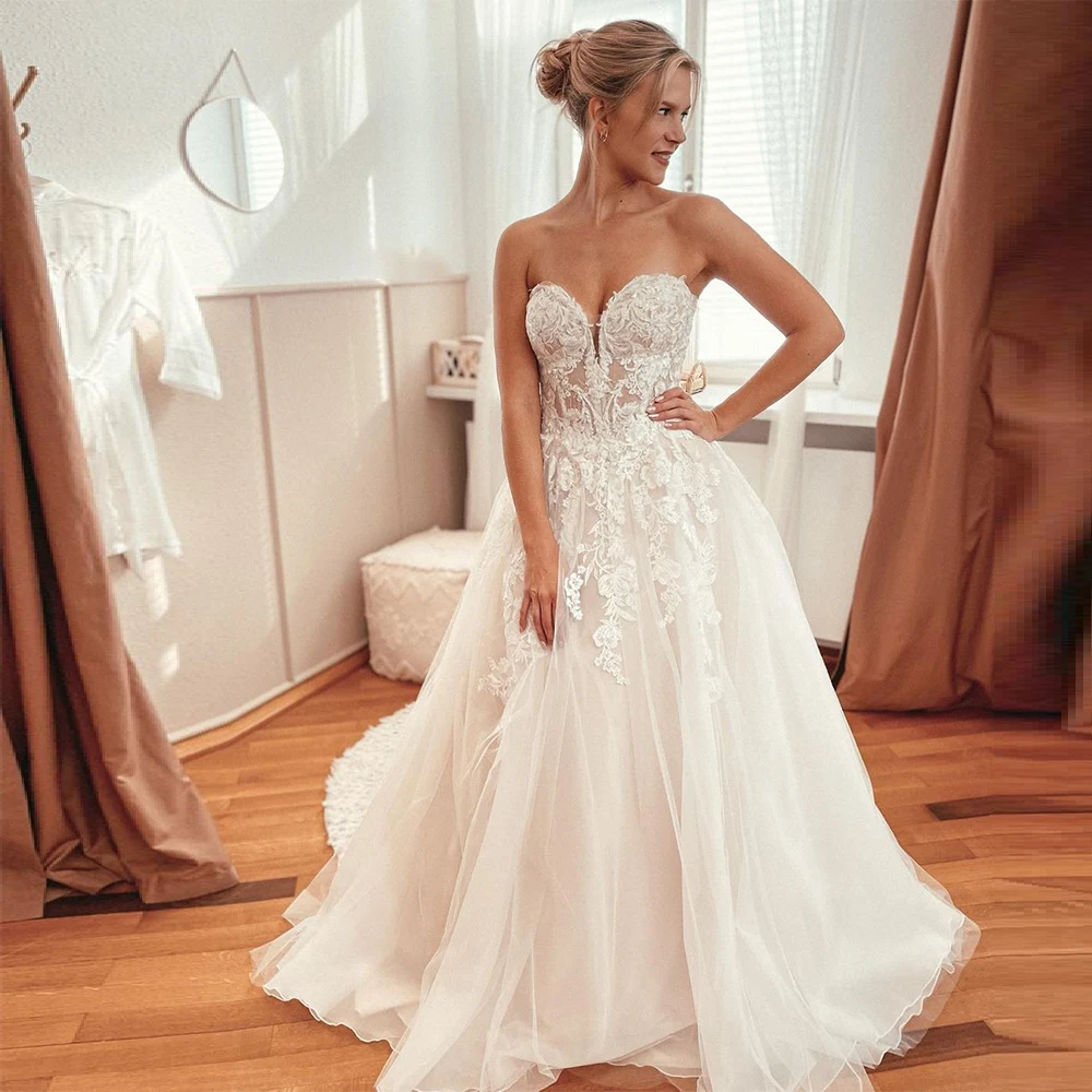 Pretty Boho Sleeveless Wedding Dresses Princess Off Shoulder Exquisite Lace Appliques Backless Bridal Gown Sweetheart Tulle Robe
Pretty Boho Sleeveless Wedding Dresses Princess Off Shoulder Exquisite Lace Appliques Backless Bridal Gown Sweetheart Tulle Robe