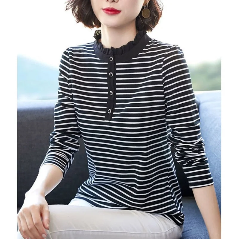 Stylish Button Spliced Ruffles Striped Blouse Women Clothing 2022 Autumn New Oversized Casual Pullovers All-match Korean Shirt
Stylish Button Spliced Ruffles Striped Blouse Women Clothing 2022 Autumn New Oversized Casual Pullovers All-match Korean Shirt
