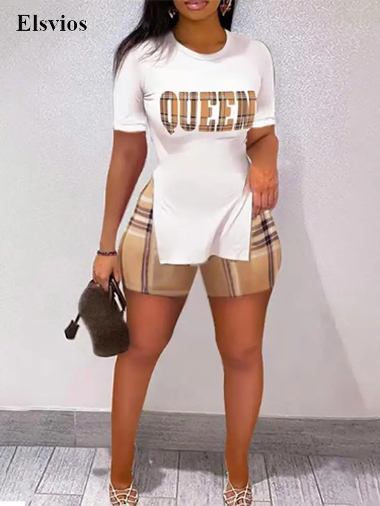 Casual O Neck Tops Pullover+Sport Shorts Outfits Fashion Letter Plaid Print Slit T-Shirt Suits Summer Women Loose Set Tracksuit
Casual O Neck Tops Pullover+Sport Shorts Outfits Fashion Letter Plaid Print Slit T-Shirt Suits Summer Women Loose Set Tracksuit