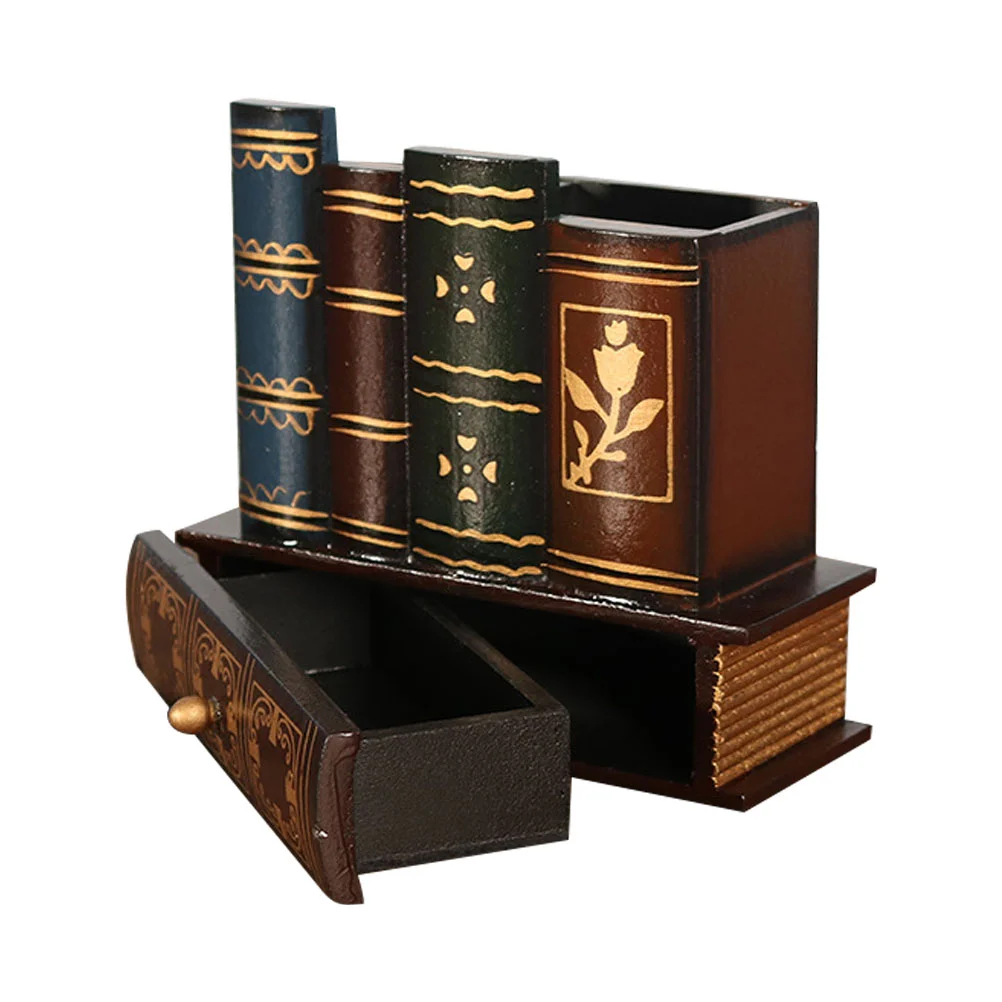 Pen Holderorganizer Book Container Wooden Desk Brush Pot Storage Drawer Retrobooks Holders Fake Decorative False Tabletop Multi
Pen Holderorganizer Book Container Wooden Desk Brush Pot Storage Drawer Retrobooks Holders Fake Decorative False Tabletop Multi