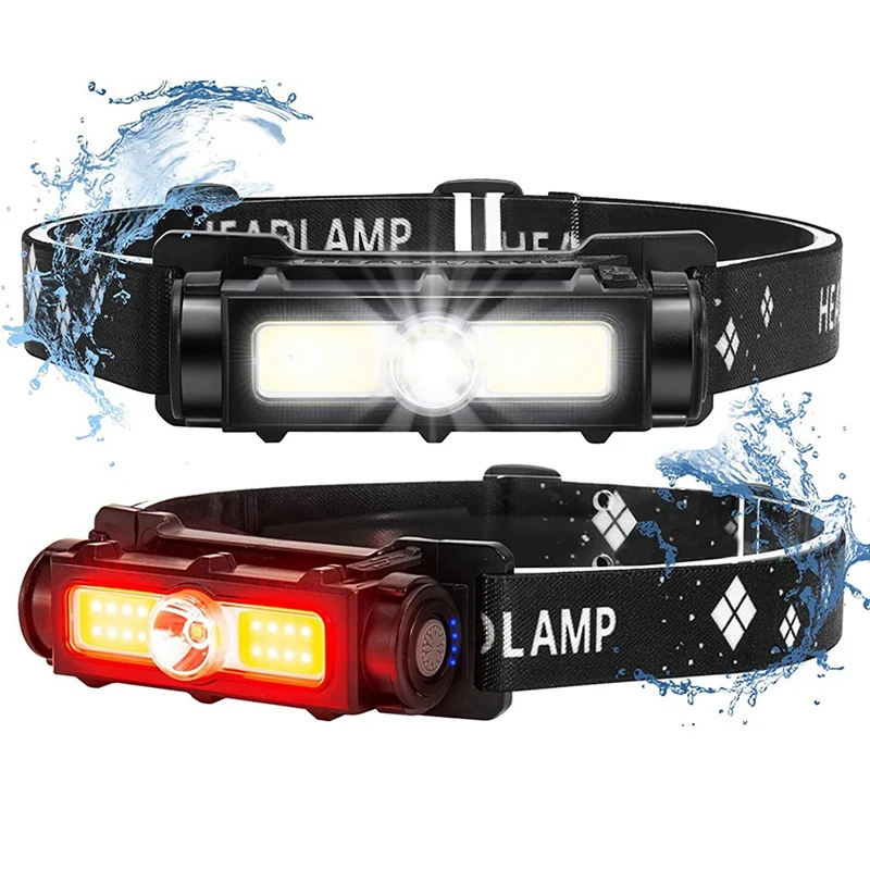 2 Pack 750 Lumens Rechargeable Headlight 7 Modes Adjustable Headlight With White Red Head Light
2 Pack 750 Lumens Rechargeable Headlight 7 Modes Adjustable Headlight With White Red Head Light