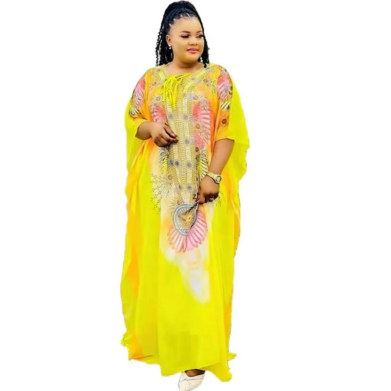 African Chiffon Dress Women Batwing Sleeve Lace Up O Neck Robes Summer New Dashiki Print Bazin Riche African Maxi Dress Vestidos 
African Chiffon Dress Women Batwing Sleeve Lace Up O Neck Robes Summer New Dashiki Print Bazin Riche African Maxi Dress Vestidos