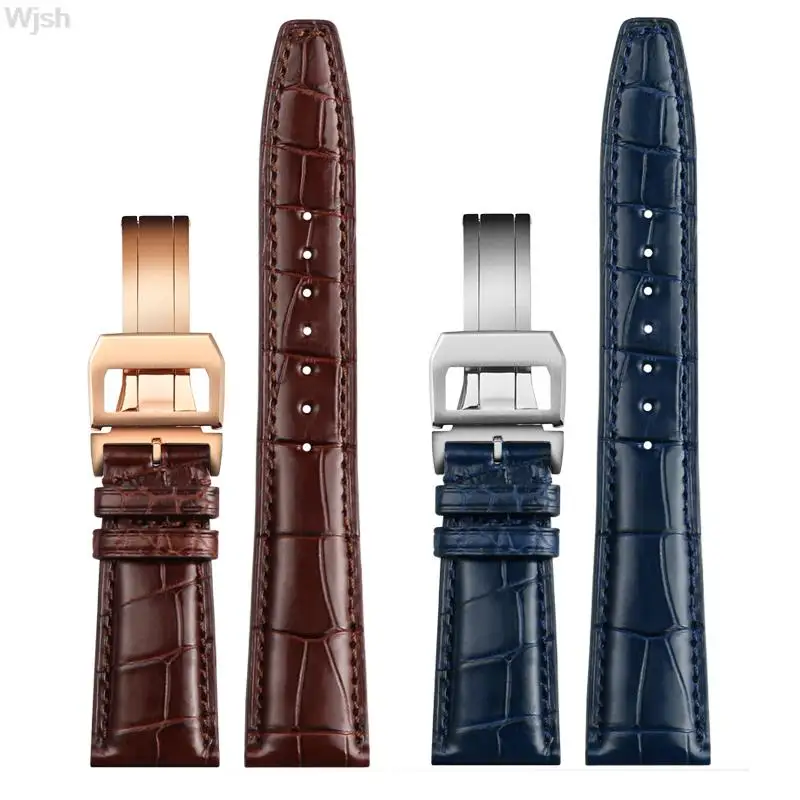 

20mm 21mm 22mm Crocodile skin Watch Band Replacement for IWC Portugieser Porotfino Family PILOT'S Watches Strap Folding Buckle