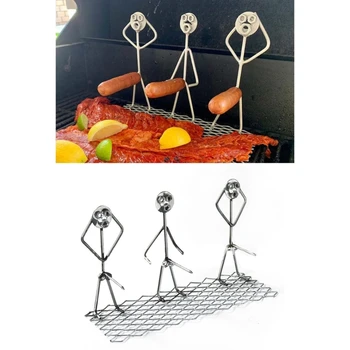 652F Funny Hot Dog Sausage Stand Holder Portable BBQ Iron Barbecue Rack Grill Shape Roaster Rack Stand BBQ Tools Kitchen