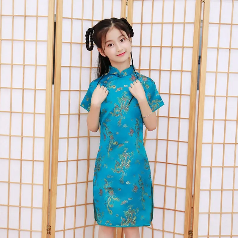 kids Qipao summer princess Chinese Dragon Phoenix Cheongsam Dress for girls 3-11 Years
kids Qipao summer princess Chinese Dragon Phoenix Cheongsam Dress for girls 3-11 Years