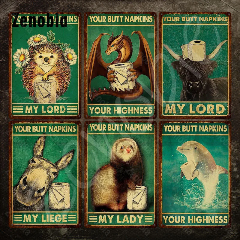 Vintage Plaque Animals Metal Poster Your Butt Napkins My Lady Funny Metal Plate Vintage Tin Sign Iron Painting for Toilet Decor
Vintage Plaque Animals Metal Poster Your Butt Napkins My Lady Funny Metal Plate Vintage Tin Sign Iron Painting for Toilet Decor