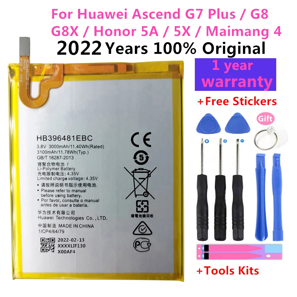 2022 Brand new original HB396481EBC battery for Huawei GX8 RIO-L11 ASCEND G7 PLUS HONOR 5X G8 G8X RIO L03 -UL00 / TL00 / AL00
2022 Brand new original HB396481EBC battery for Huawei GX8 RIO-L11 ASCEND G7 PLUS HONOR 5X G8 G8X RIO L03 -UL00 / TL00 / AL00