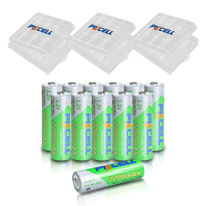 12 X PKCELL Battery AA Ni-MH 1.2V 2200mAh Low-Self Discharge AA Rechargeable Battery Batteries With 3Pcs AA /AAABattery Hold Box
12 X PKCELL Battery AA Ni-MH 1.2V 2200mAh Low-Self Discharge AA Rechargeable Battery Batteries With 3Pcs AA /AAABattery Hold Box