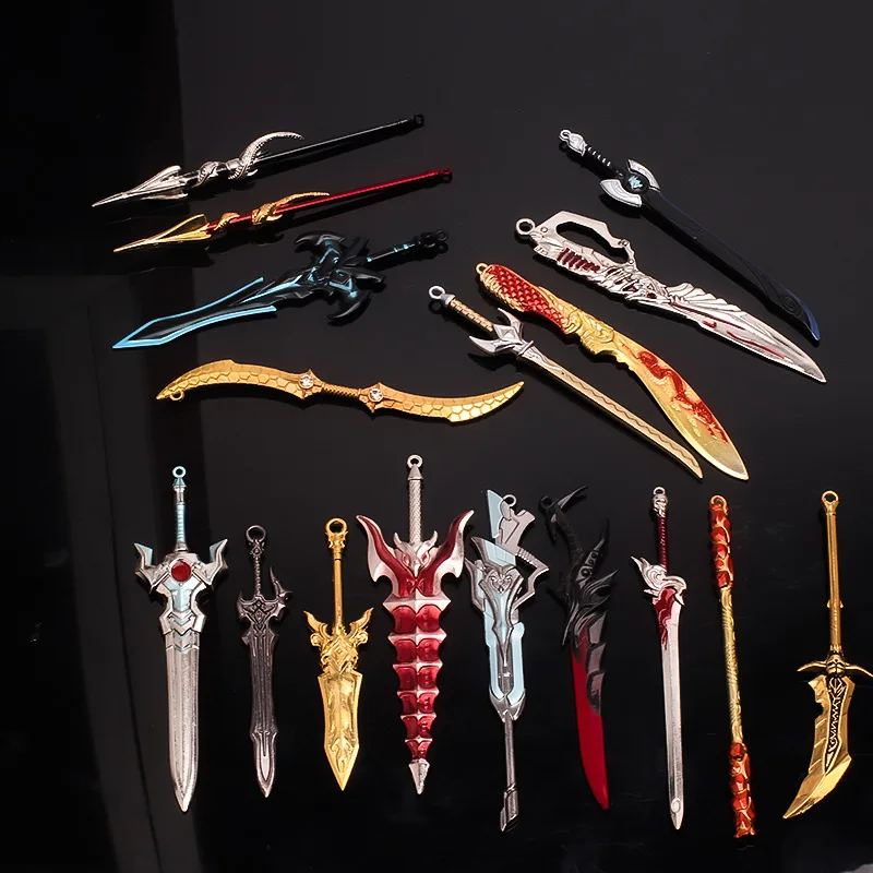 

Honor of Kings Weapon Li Bai Sword Spade Vere Katana Samurai Swords Real Steel Anime Weapons Keychains Toys for Boy Kids Gifts