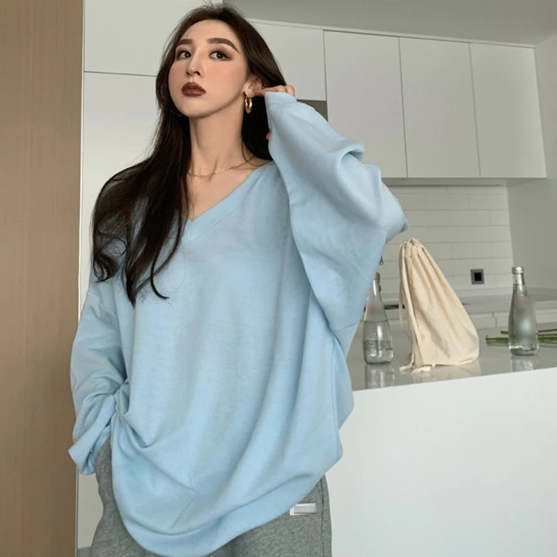 Women Casual Long Sleeve Sweatshirts V-Neck Pullover Tunic Top Basic Plain Solid Color Oversized Loose Shirts Blouse
Women Casual Long Sleeve Sweatshirts V-Neck Pullover Tunic Top Basic Plain Solid Color Oversized Loose Shirts Blouse