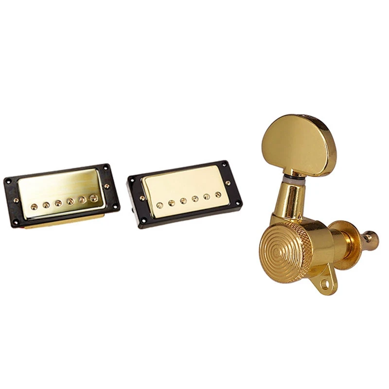 

1 Set Humbucker Pickup Gold for Gibson Les Paul & 1 Set String Tuners Tuning Peg Key Machine Heads Semicircle Button