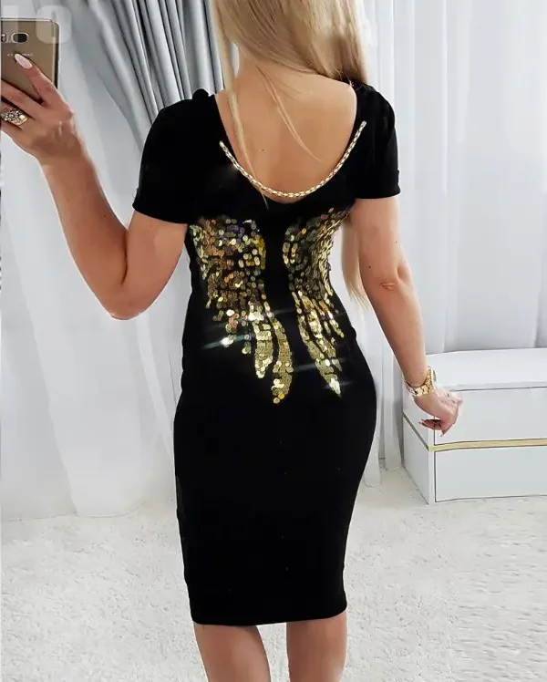 Sexy O Neck Women Chain Decor Sequin Wings Casual Dress 2022 Summer Fashion New Short Sleeve Loose Mini Dresses
Sexy O Neck Women Chain Decor Sequin Wings Casual Dress 2022 Summer Fashion New Short Sleeve Loose Mini Dresses