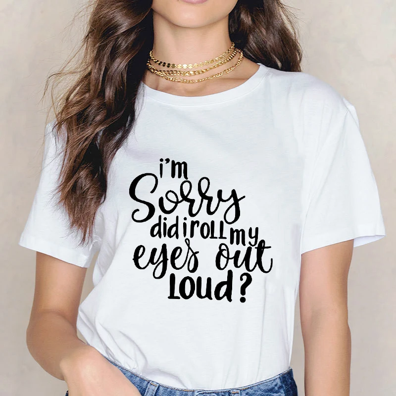 

Извините, у меня большие глаза Женская футболка с буквенным принтом, Модный женский топ, футболка с графическим принтом в стиле Харадзюку, ж...
