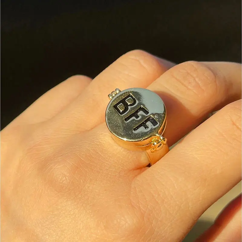 New In Rotate Bff Ring For Man Women Opening Rings Jewelry Anillos Christmas Gifts Gold Metal Best Friends Finger Ring
New In Rotate Bff Ring For Man Women Opening Rings Jewelry Anillos Christmas Gifts Gold Metal Best Friends Finger Ring
