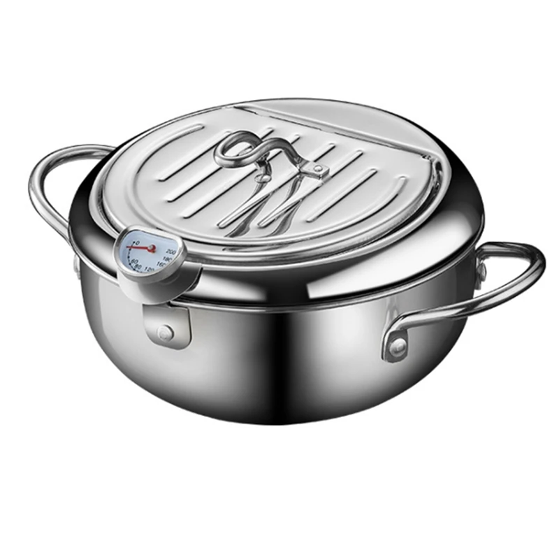 HOT SALE Deep Fryer Pot 304 Stainless Steel With Temperature Control Lid Japanese Style Tempura Fryer Pan Uncoated Fryer 11Inch
HOT SALE Deep Fryer Pot 304 Stainless Steel With Temperature Control Lid Japanese Style Tempura Fryer Pan Uncoated Fryer 11Inch