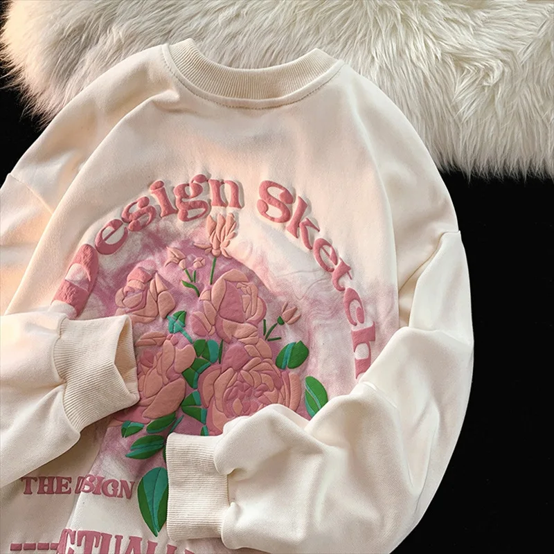 Модный осенне-весенний пуловер с буквенным принтом тюльпана хлопковые свитшоты толстовки с круглым вырезом Женская парная свободная одежда Повседневный Топ 
Модный осенне-весенний пуловер с буквенным принтом тюльпана хлопковые свитшоты толстовки с круглым вырезом Женская парная свободная одежда Повседневный Топ