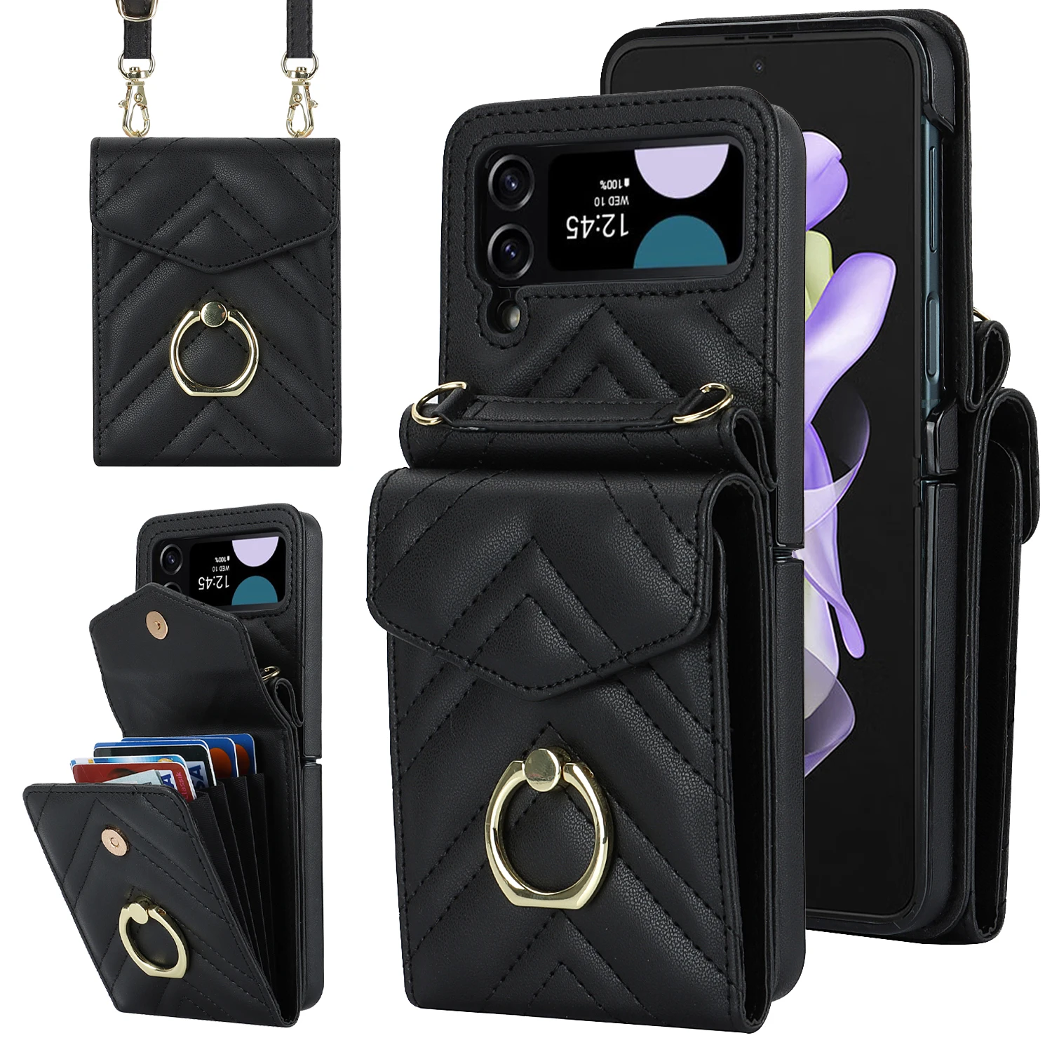 Z Flip 5 Magnetic Multi Card Wallet Crossbody Case For Samsung Galaxy Z Flip 4 ZFlip 3 Luxury Leather Metal Finger Ring Cover
Z Flip 5 Magnetic Multi Card Wallet Crossbody Case For Samsung Galaxy Z Flip 4 ZFlip 3 Luxury Leather Metal Finger Ring Cover