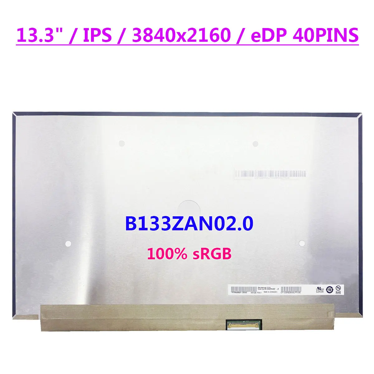 ЖК-экран для ноутбука 4K IPS 13,3 дюйма B133ZAN02.0 UHD 3840x2160 100% sRGB, матричная панель EDP, 40 контактов
ЖК-экран для ноутбука 4K IPS 13,3 дюйма B133ZAN02.0 UHD 3840x2160 100% sRGB, матричная панель EDP, 40 контактов