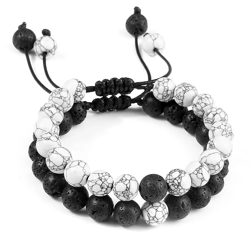 Braided Rope Couple Set Bracelet Black White Beaded Natural Tiger Eye Lava Stone Bracelets Charm Jewelry Gifts for Bets Friends
Braided Rope Couple Set Bracelet Black White Beaded Natural Tiger Eye Lava Stone Bracelets Charm Jewelry Gifts for Bets Friends
