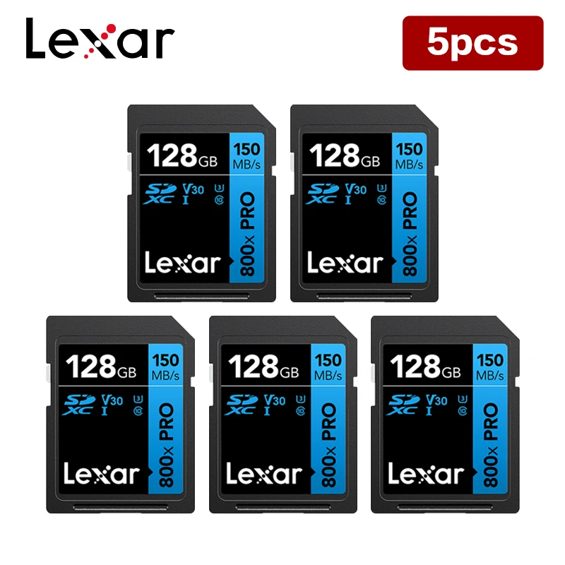 Lexar Original 800X PRO SD Card Up to 150Mb/S U3 V30 Memory Card 32GB 64GB 128GB for Camera 5 PCS/Lot
Lexar Original 800X PRO SD Card Up to 150Mb/S U3 V30 Memory Card 32GB 64GB 128GB for Camera 5 PCS/Lot