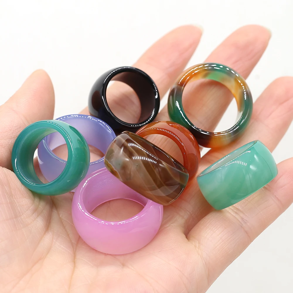 

Circle Agate Rings Natural Stones Opal Green Aventurine lapis lazuli Yellow Jade Malachite Finger Ring for Women Jewelry Gifts