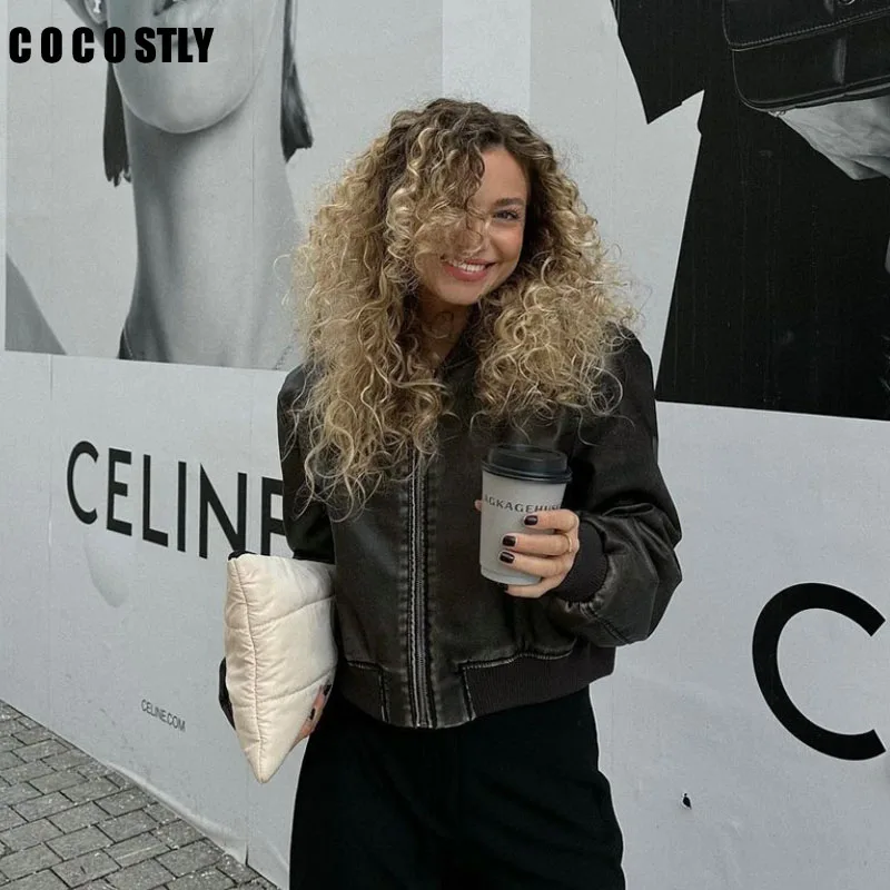 2023 Women Fashion Faux Leather Short Motorcycle Jacket Vintage Casual PU Zip Baseball Jackets Coat Y2k Outwear Femme Streetwear
2023 Women Fashion Faux Leather Short Motorcycle Jacket Vintage Casual PU Zip Baseball Jackets Coat Y2k Outwear Femme Streetwear