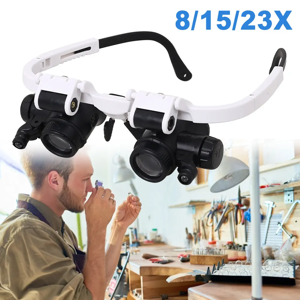8X/15X/23X LED Magnifier Glasses Two LED Lights Adjustable LED Lamp Head Magnifying Glasses Household Lupa Tools With LED Light
8X/15X/23X LED Magnifier Glasses Two LED Lights Adjustable LED Lamp Head Magnifying Glasses Household Lupa Tools With LED Light
