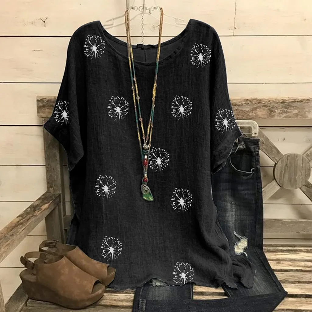 Woman Vintage Cotton-Blend O-Neck Short Sleeve Floral Print Top T-shirts Blouse V Neck Shirt Mesh Top
Woman Vintage Cotton-Blend O-Neck Short Sleeve Floral Print Top T-shirts Blouse V Neck Shirt Mesh Top