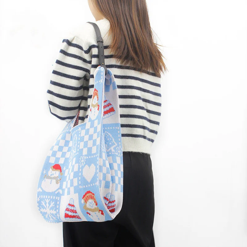 Women's Bag Knitting Tote Shoulder Bag Crochet Woolen Shopping Large Capacity Female Daily Christmas present Chic Handbag Strap
Women's Bag Knitting Tote Shoulder Bag Crochet Woolen Shopping Large Capacity Female Daily Christmas present Chic Handbag Strap