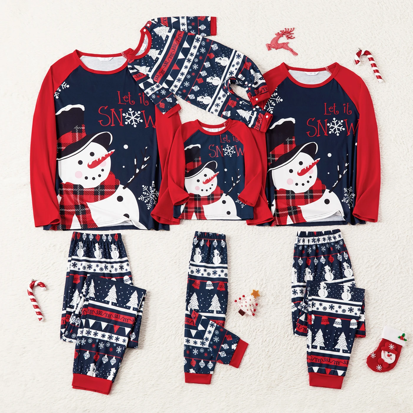 

PatPat Christmas Family Matching Snowman & Letter Print Raglan-sleeve Pajamas Sets (Flame Resistant)