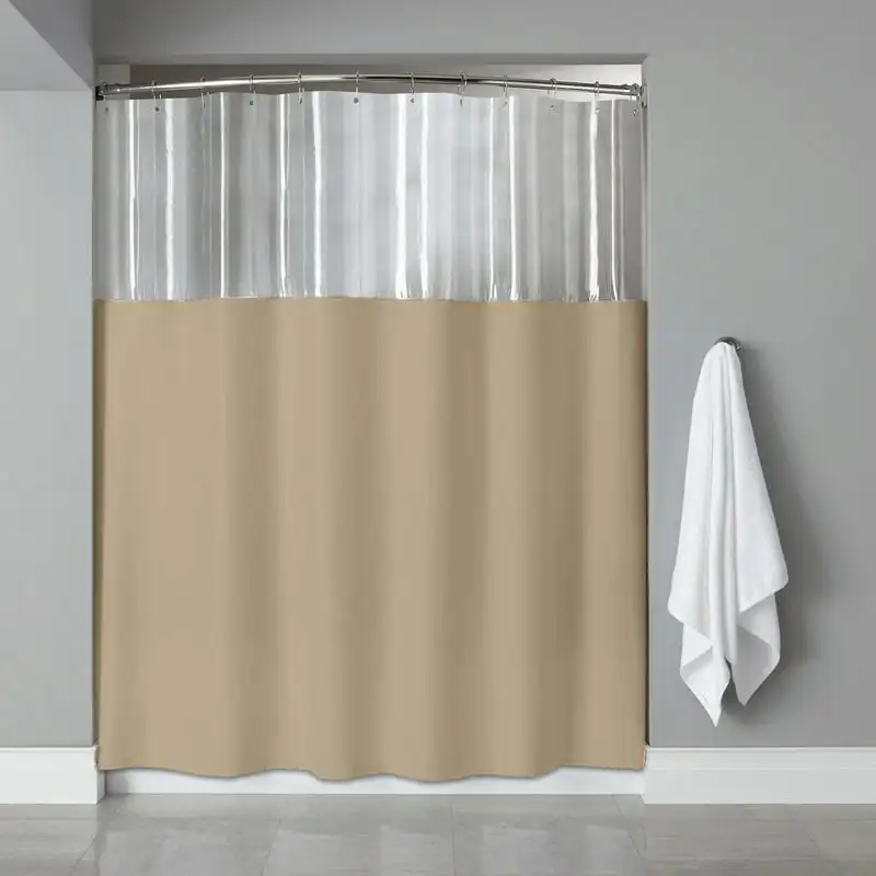 Large Clear See Through Top with10 Gauge Vinyl Bath Shower Curtain 84 x 72 - Linen
Large Clear See Through Top with10 Gauge Vinyl Bath Shower Curtain 84 x 72 - Linen