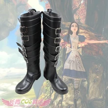 Anime Alice Cosplay Shoes Madness Returns Maid Black Long Boots Alice Props Cos Princess Maid Wigs Hair Halloween Novelty Women