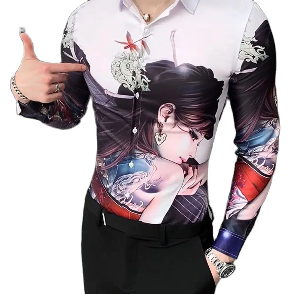 2022 New Men's Long Sleeve Korean Slim Shirt Trend Hip Hop Personality Handsome Casual Cartoon Beauty Print Shirt
2022 New Men's Long Sleeve Korean Slim Shirt Trend Hip Hop Personality Handsome Casual Cartoon Beauty Print Shirt