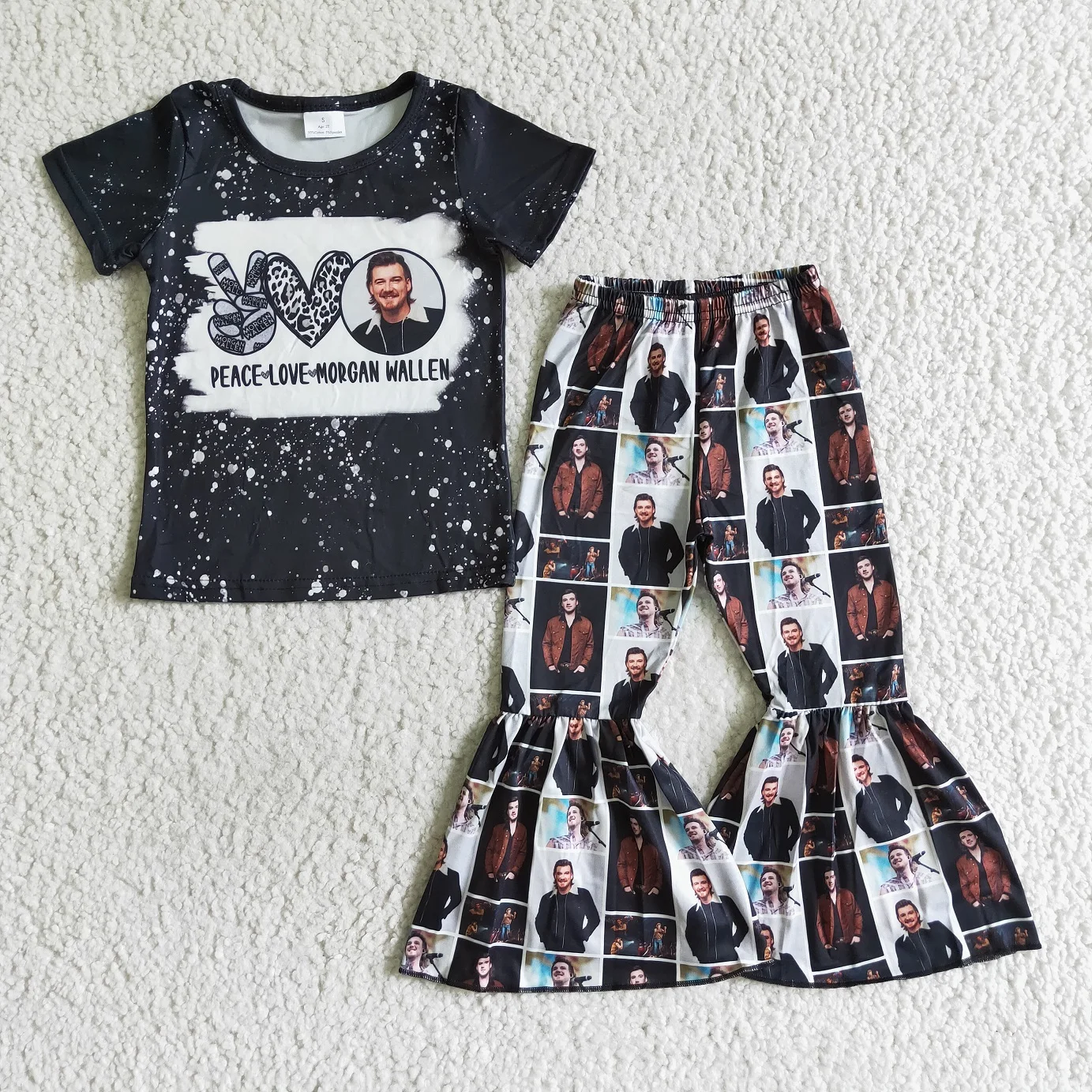 Hot Products NO MOQ Baby Fancy Clothing Singer Black Top Girls Bell Bottoms Set Kids Toddler Boutique Outfit
Hot Products NO MOQ Baby Fancy Clothing Singer Black Top Girls Bell Bottoms Set Kids Toddler Boutique Outfit