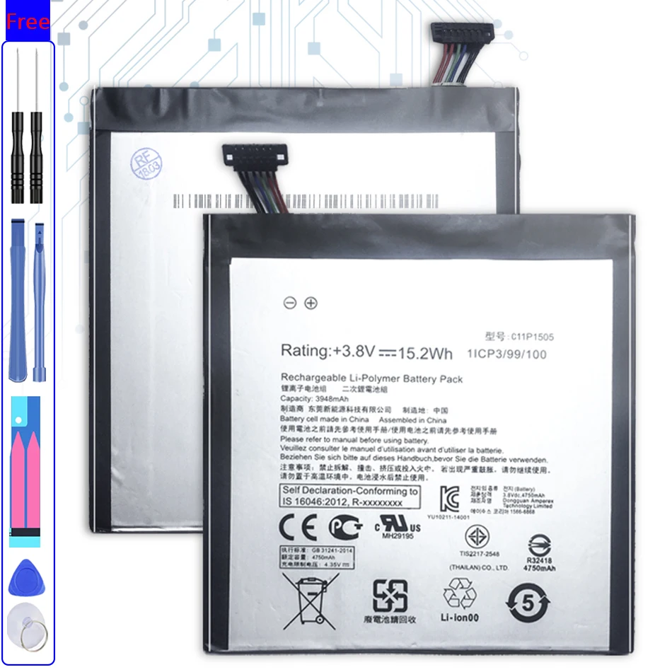 Tablet Li-Polymer C11P1505 Tablet PC Battery For Asus ZenPad 8.0 Z380KL Z380C Z380CX P022 P024 4000mAh
Tablet Li-Polymer C11P1505 Tablet PC Battery For Asus ZenPad 8.0 Z380KL Z380C Z380CX P022 P024 4000mAh