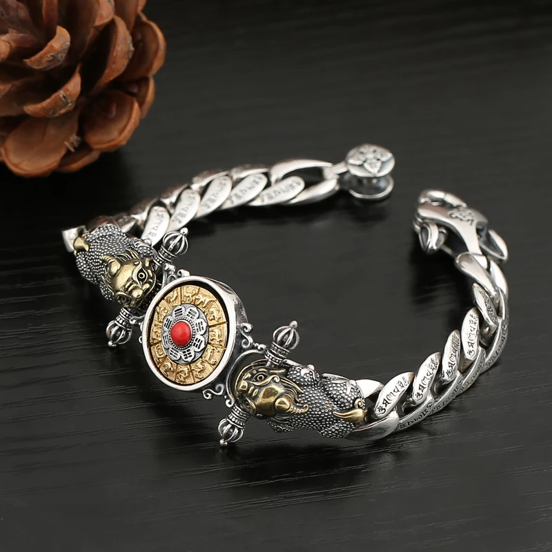 New Thai Silver Vintage Original Design Men's Lucky Pixiu Bracelet Vajra Silver Chain Boyfriend Gift
New Thai Silver Vintage Original Design Men's Lucky Pixiu Bracelet Vajra Silver Chain Boyfriend Gift