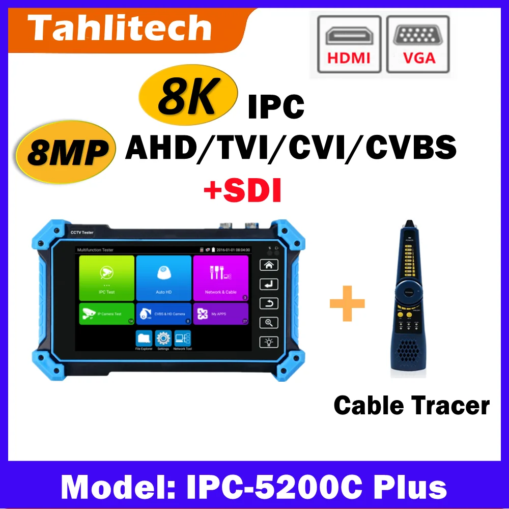 Тестер видеонаблюдения IPC-5200C Plus 8MP AHD CVI TVI SDI Тестер IP-камеры 32MP Тестер IP-камеры с сенсорным экраном Вход HDMI VGA 
Тестер видеонаблюдения IPC-5200C Plus 8MP AHD CVI TVI SDI Тестер IP-камеры 32MP Тестер IP-камеры с сенсорным экраном Вход HDMI VGA