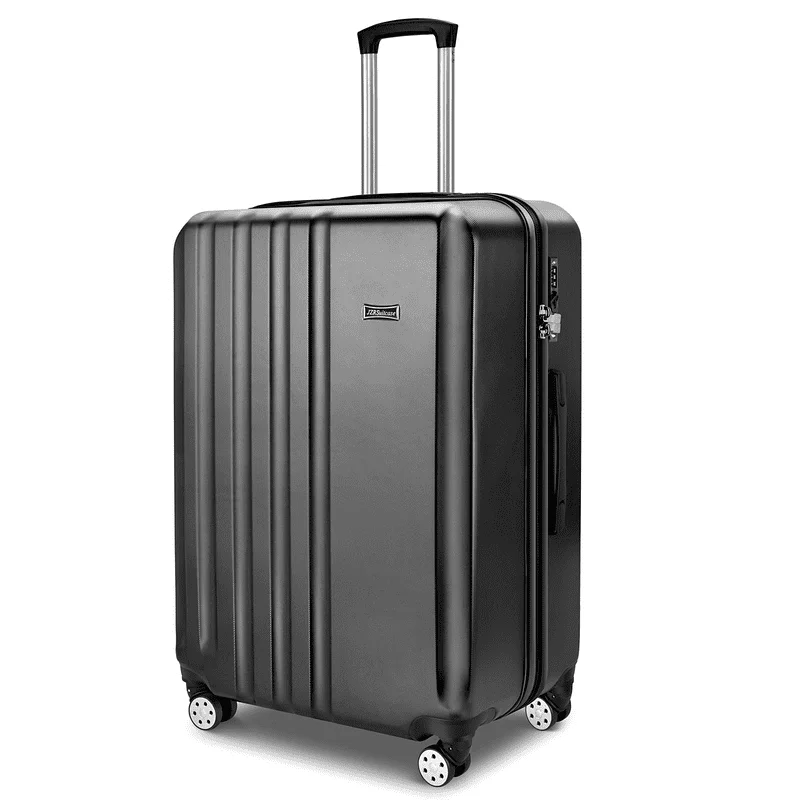 

Fresh 33L Capacity, Checked 20 Inch Black Hardside Luggage with Spinner Wheels, Built-In TSA Lock and Durable Carry On Suitcase