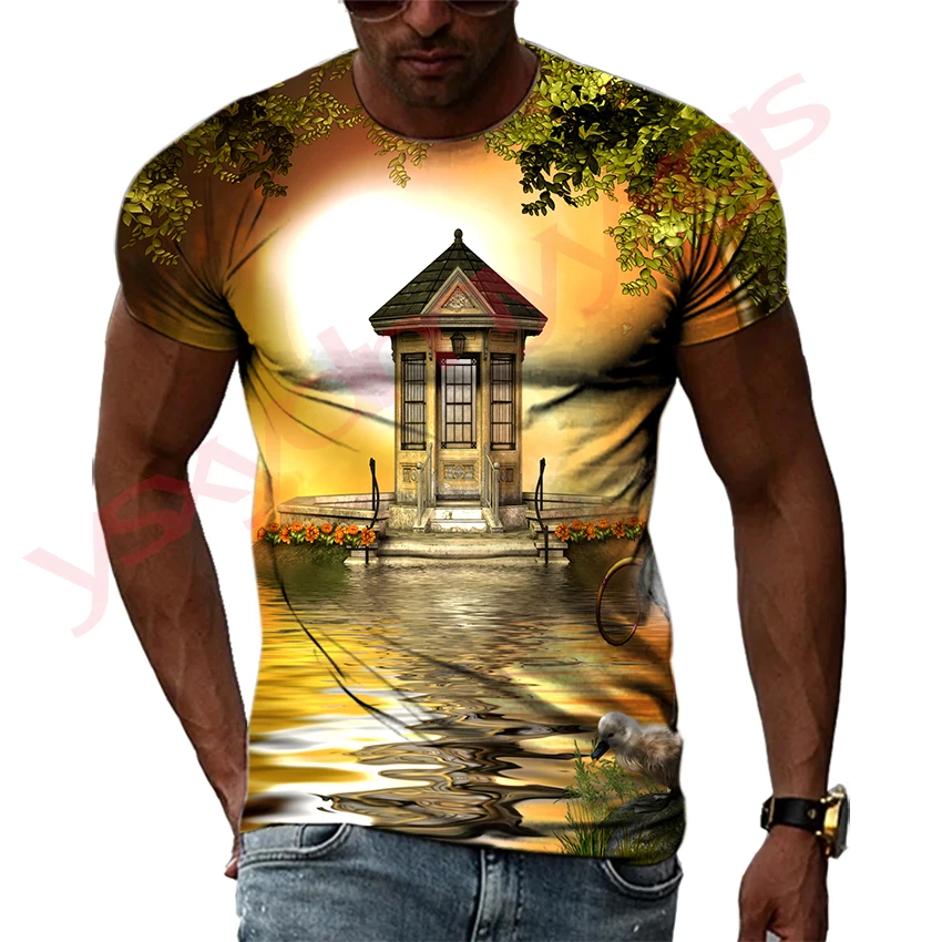 New Tide Summer Fashion Gothic Landscape Pictures T-shirts Casual Print Tees Hip Hop Personality Round Neck Short Sleeve Tops
New Tide Summer Fashion Gothic Landscape Pictures T-shirts Casual Print Tees Hip Hop Personality Round Neck Short Sleeve Tops