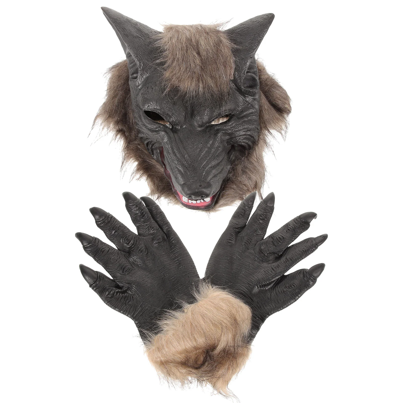 

1 Set Furry Wolf Wolf Costume Latex Wolf with Wolf Holloween Horror for Holloween Dress Party Dark Grey