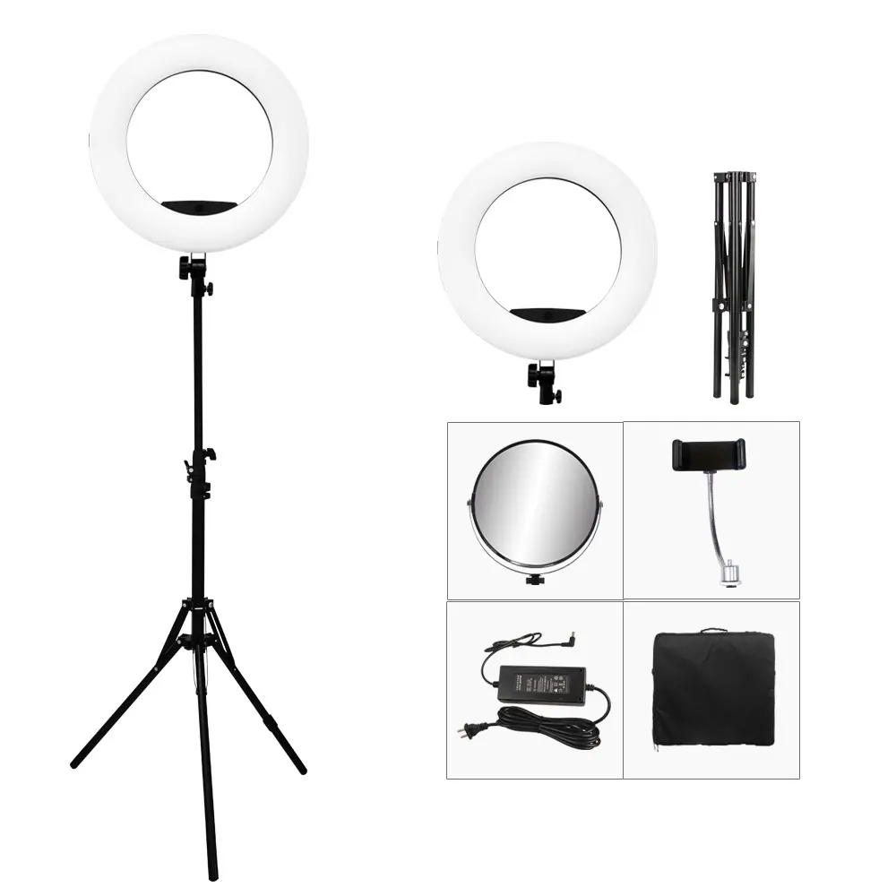 

LED Ring Light FS-480II Bio-color Adjustable Beauty Salon Makeup 48W 480 LED Ring Light LED Lamp + 2M Stand + Bag Kit Ring Lamp