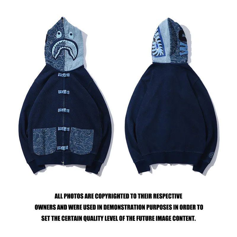 BAPE Hoodies Female Winter Fashion Cowboy Stitching Shark Brushed Hoody Women Teens Casual Cool Sweatshirt Clothing Jean Blue
BAPE Hoodies Female Winter Fashion Cowboy Stitching Shark Brushed Hoody Women Teens Casual Cool Sweatshirt Clothing Jean Blue